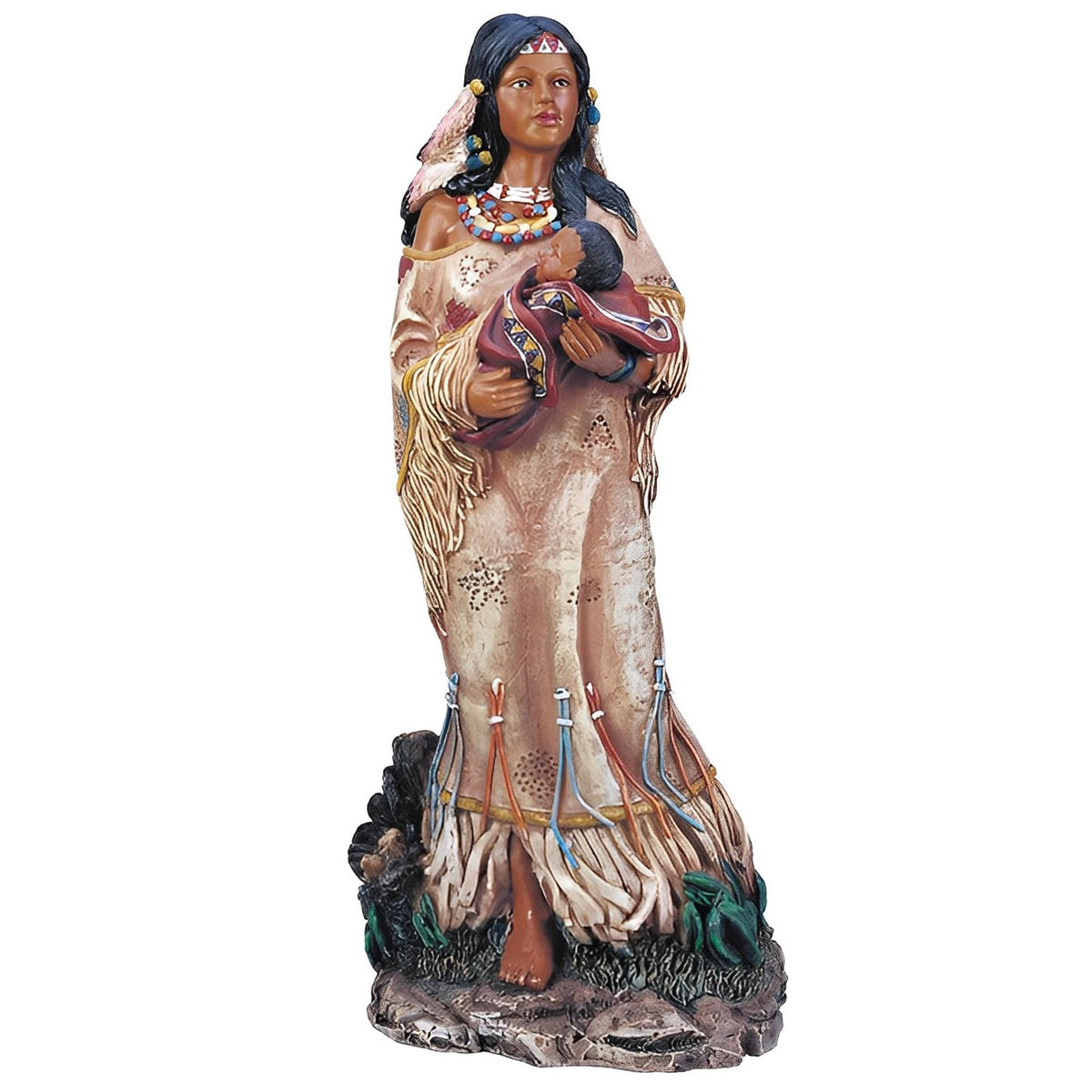 ICE ARMOR 11" H Indian Woman with a Baby Statue Native American Decoration Figurine