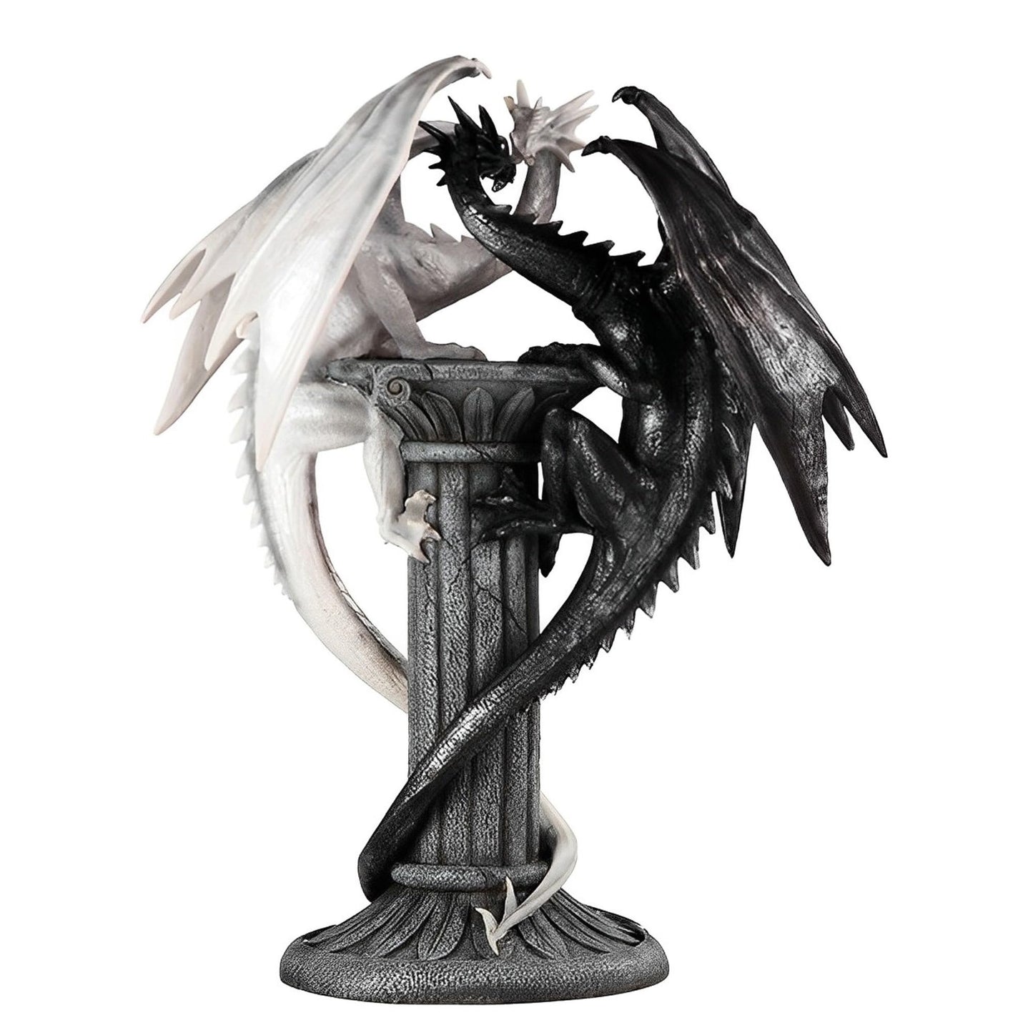 ICE ARMOR 19.5" H Medieval Black and White Dragons Statue Fantasy Decoration Figurine Large Sculpture