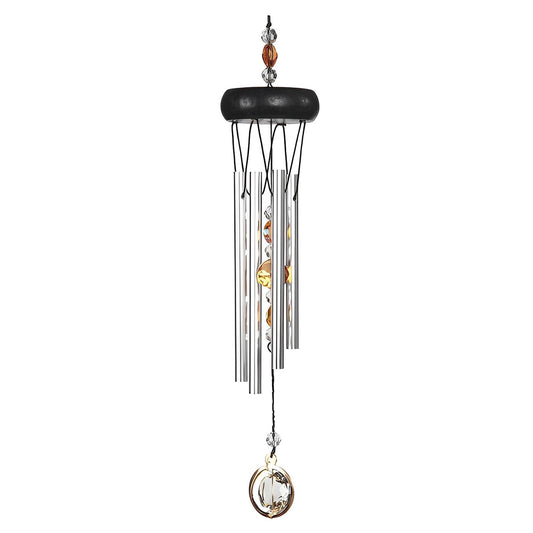 ICE ARMOR 15" Long Orange Wooden Top Gem Wind Chime