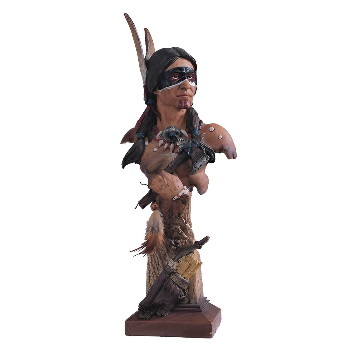 ICE ARMOR 14" H Indian Warrior Bust with Axe Statue Native American Decoration Figurine