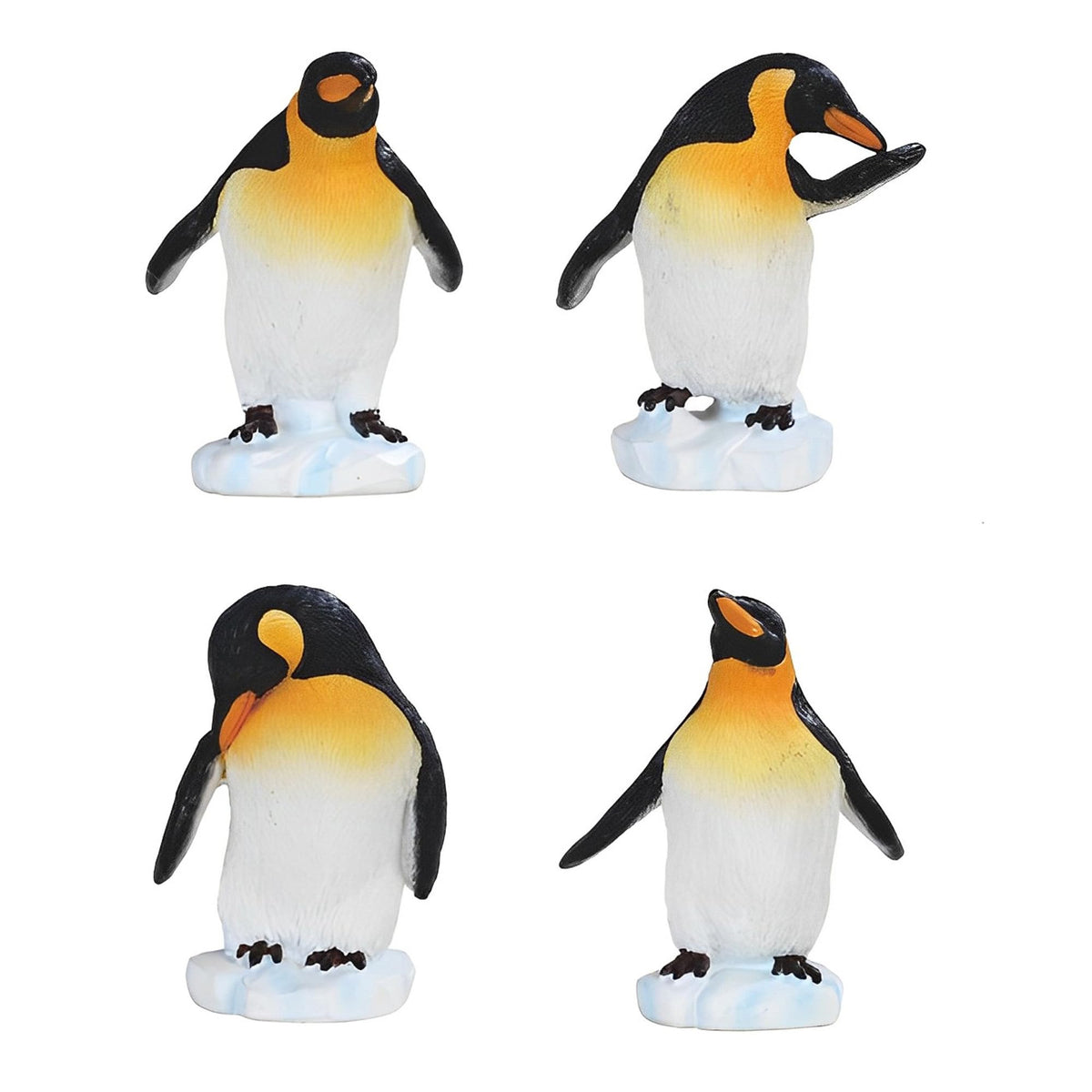 ICE ARMOR 4-PC Cute King Penguin in Different Poses 2.75" H Mini King Penguin Statue Decoration Figurine