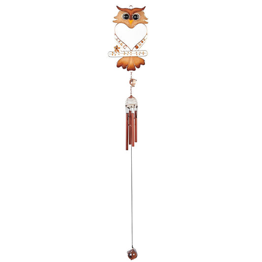 ICE ARMOR 28" Long Owl Wind Chime with Heart Shpaed and Gem Garden Patio Decoration