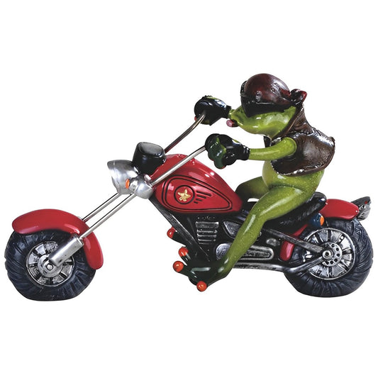 ICE ARMOR 8.5" W Frog with Bandana on Red Bike Statue Funny Animal Decoration Figurine