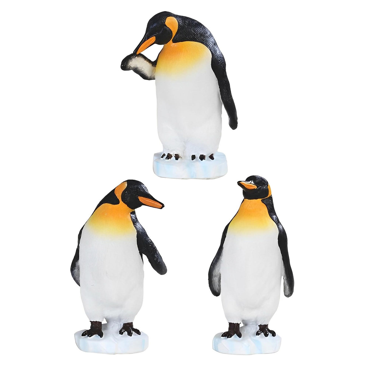 ICE ARMOR 3-PC Cute King Penguin in Different Poses 5" H Mini King Penguin Statue Decoration Figurine
