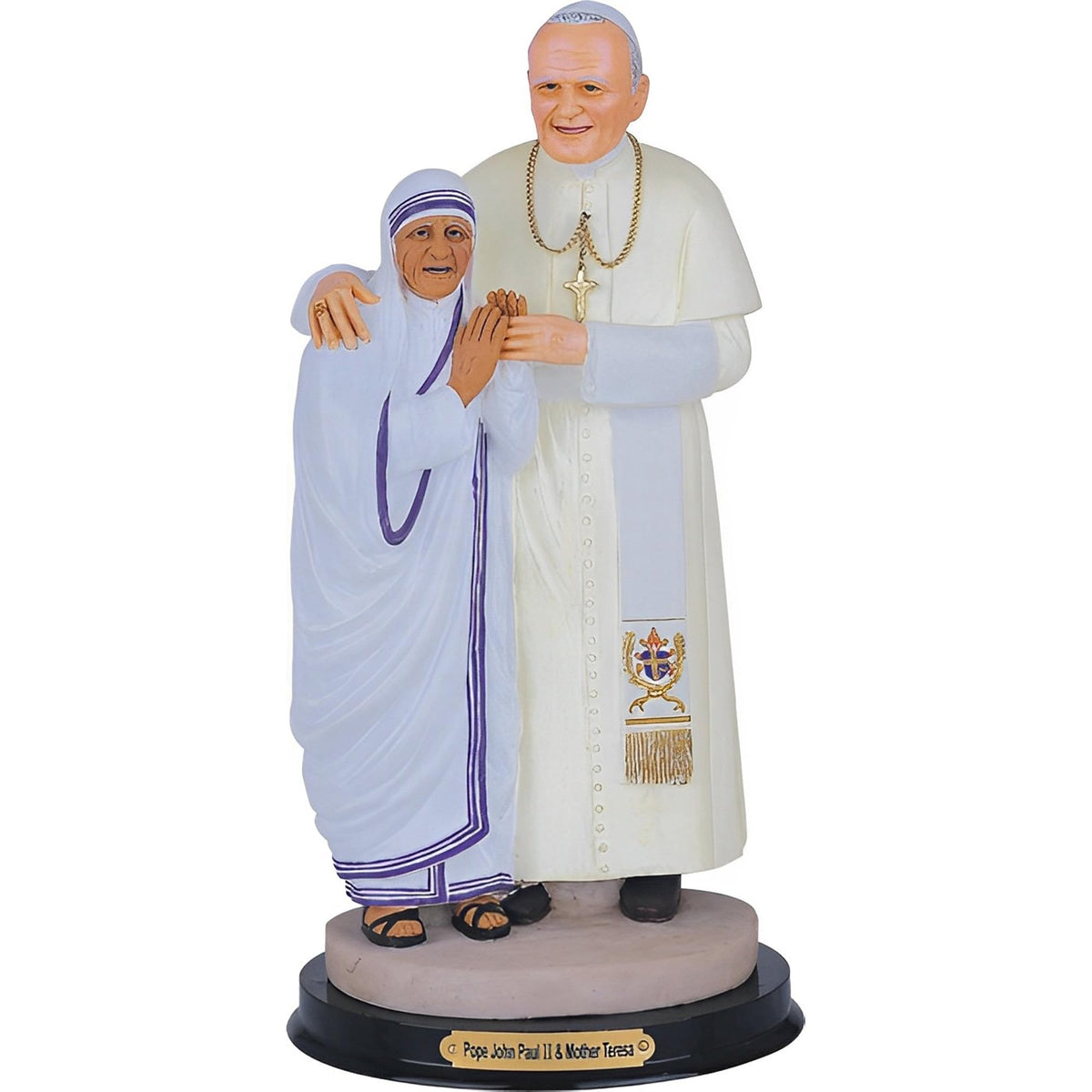 ICE ARMOR 12" H Pope John Paul II with Mother Teresa Holy Figurine Religious Decoration
