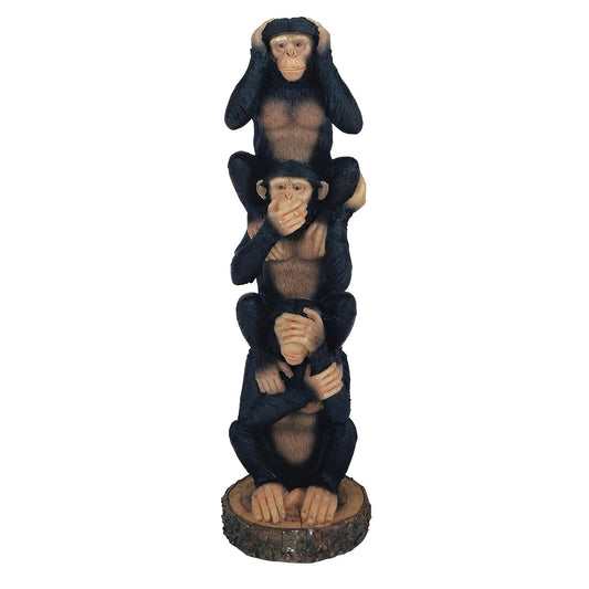 ICE ARMOR 8.5" H Hear-No, See-No, Speak-No Evil Stacked Monkeys Figurine