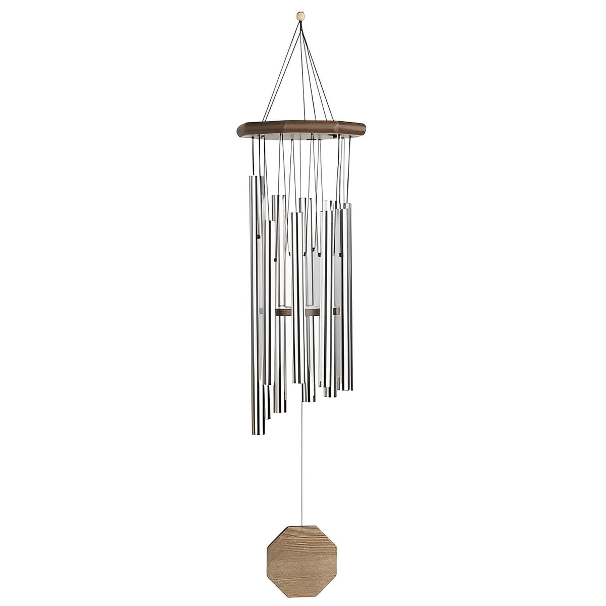 ICE ARMOR 35" Long Traditional Silver Wood Round Top Wind Chime Garden Patio Decoration
