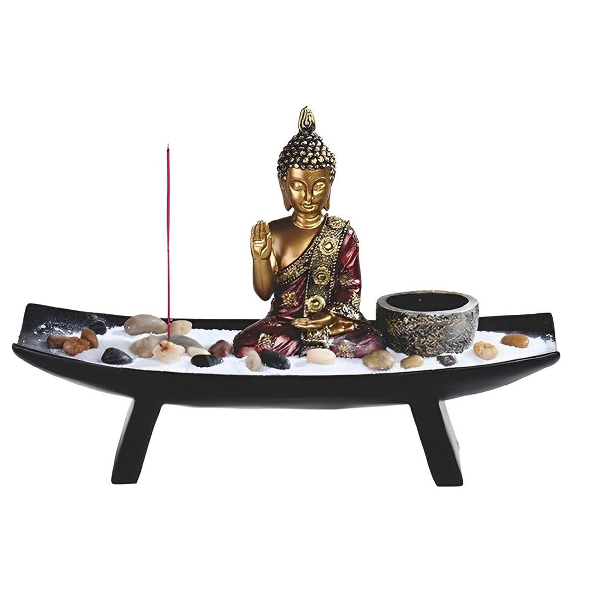 ICE ARMOR 11" W Buddha with Candle Holder and Incense Sitck Holder Decoration Figurine