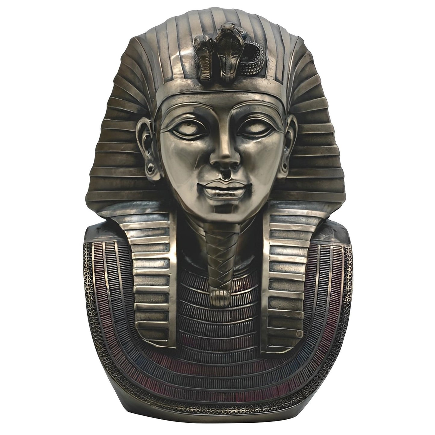 ICE ARMOR 10" H Egyptian Pharaoh King TUT Head and Bust in Bronze Tutankhamun Statue Home Decor Figurine