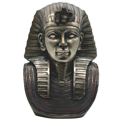ICE ARMOR 10" H Egyptian Pharaoh King TUT Head and Bust in Bronze Tutankhamun Statue Home Decor Figurine
