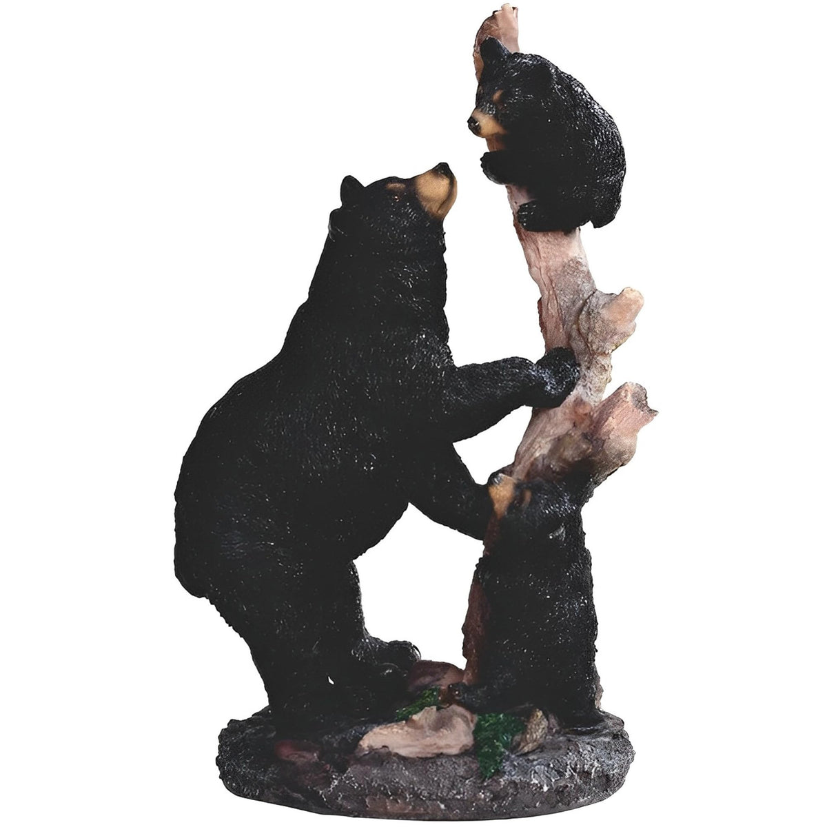 ICE ARMOR 10.25" H Black Bear with Cubs Climbing on Tree Bear Family Figurine
