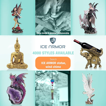 ICE ARMOR 8" H Purple Fairy and Baby Dragon with LED Faux Crystal Stone Statue Fantasy Night Light Decoration Figurine