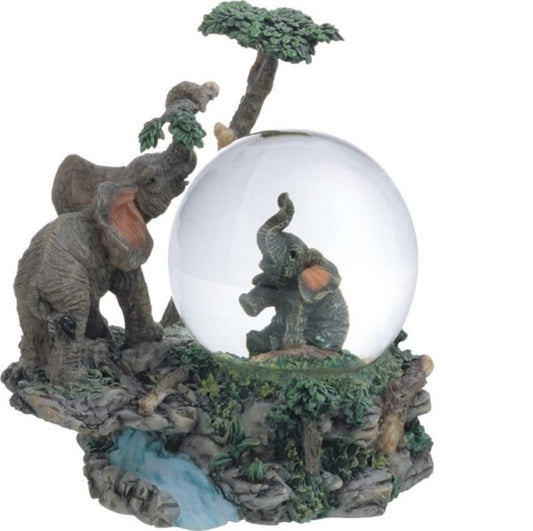 ICE ARMOR 4" H Elephant Glitter Snow Globe Statue Decoration Figurine