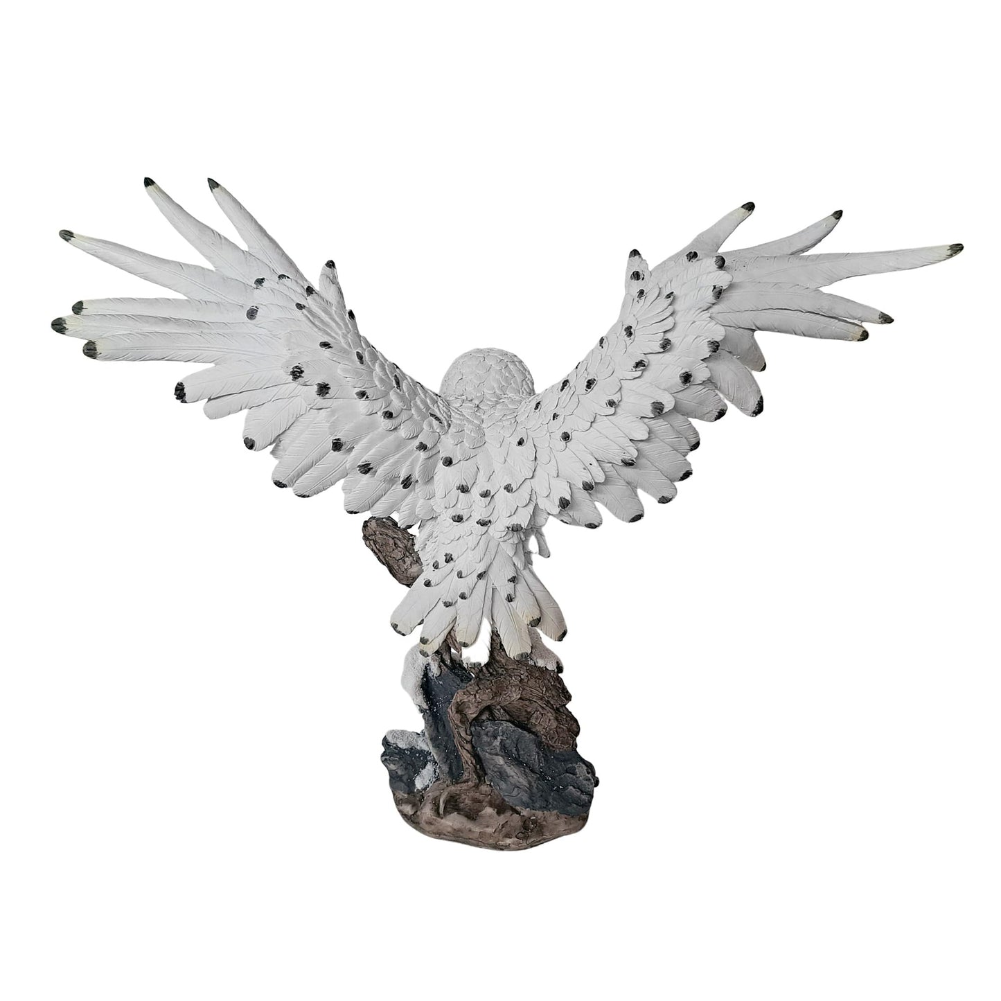 ICE ARMOR Detailed Craftmanship Snow Owl Decor Sculpture, Soaring Owl Statue for Shelf Table Counters, Fall Home, Animal Decorations for Living Room