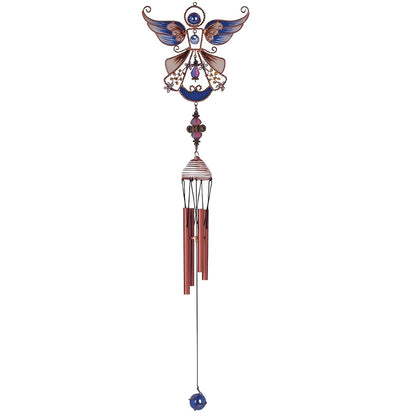 ICE ARMOR 23" Long Blue Angel Copper and Gem Wind Chime Garden Patio Decoration