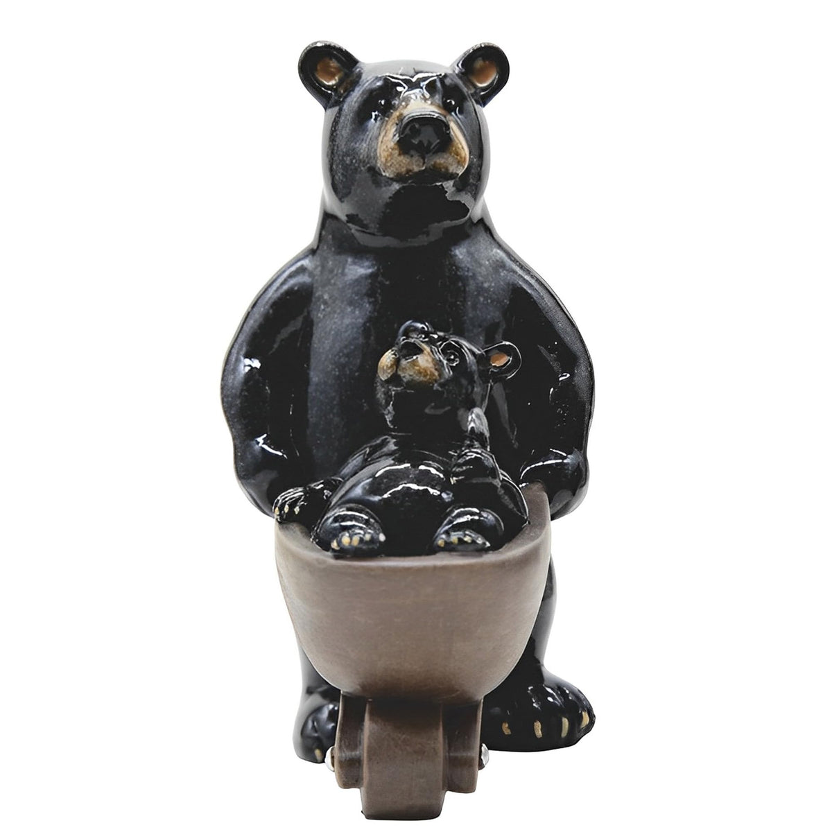 ICE ARMOR 6.75" H Black Bear Walking with Baby Cart Statue