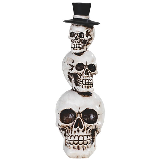 ICE ARMOR 9" H Stacked Skulls with Top Hat Statue Fantasy Decoration Figurine