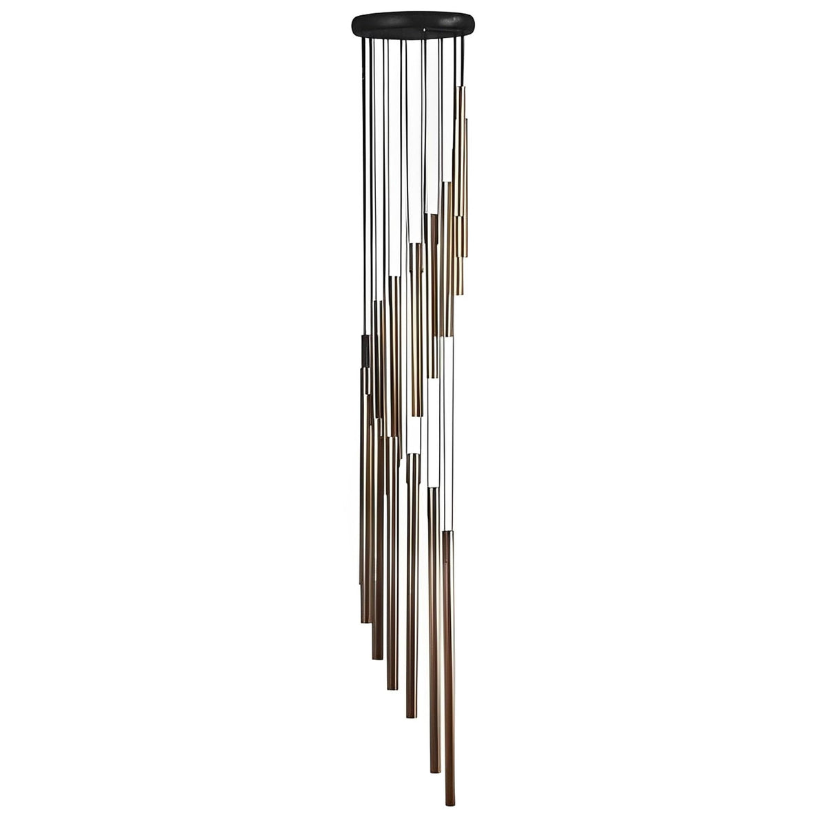 ICE ARMOR 37" Long Wood Top Spiral Silver Wind Chime
