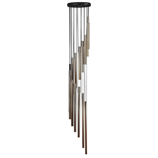 ICE ARMOR 37" Long Wood Top Spiral Silver Wind Chime
