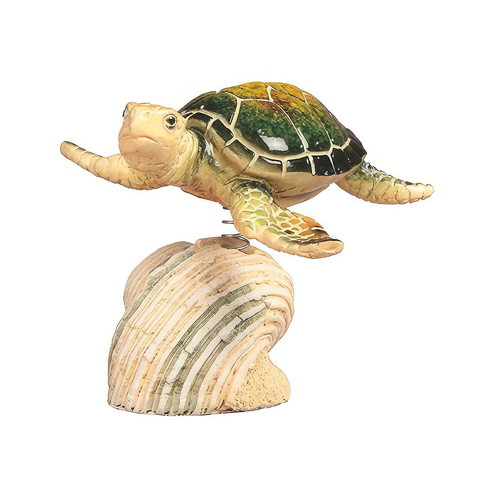 ICE ARMOR 3.5" H Green Spring-Bubble Sea Turtle on Coral Figurine Statue Home Room Decor