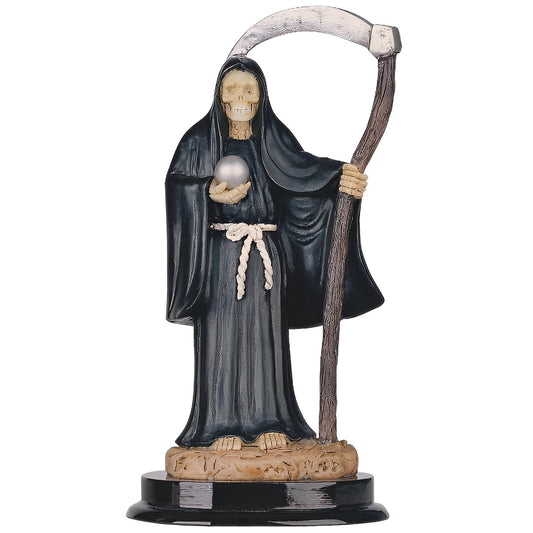 ICE ARMOR 5" H Black Santa Muerte Holding Scythe Statue Our Lady of The Holy Death Figurine Religious Decoration