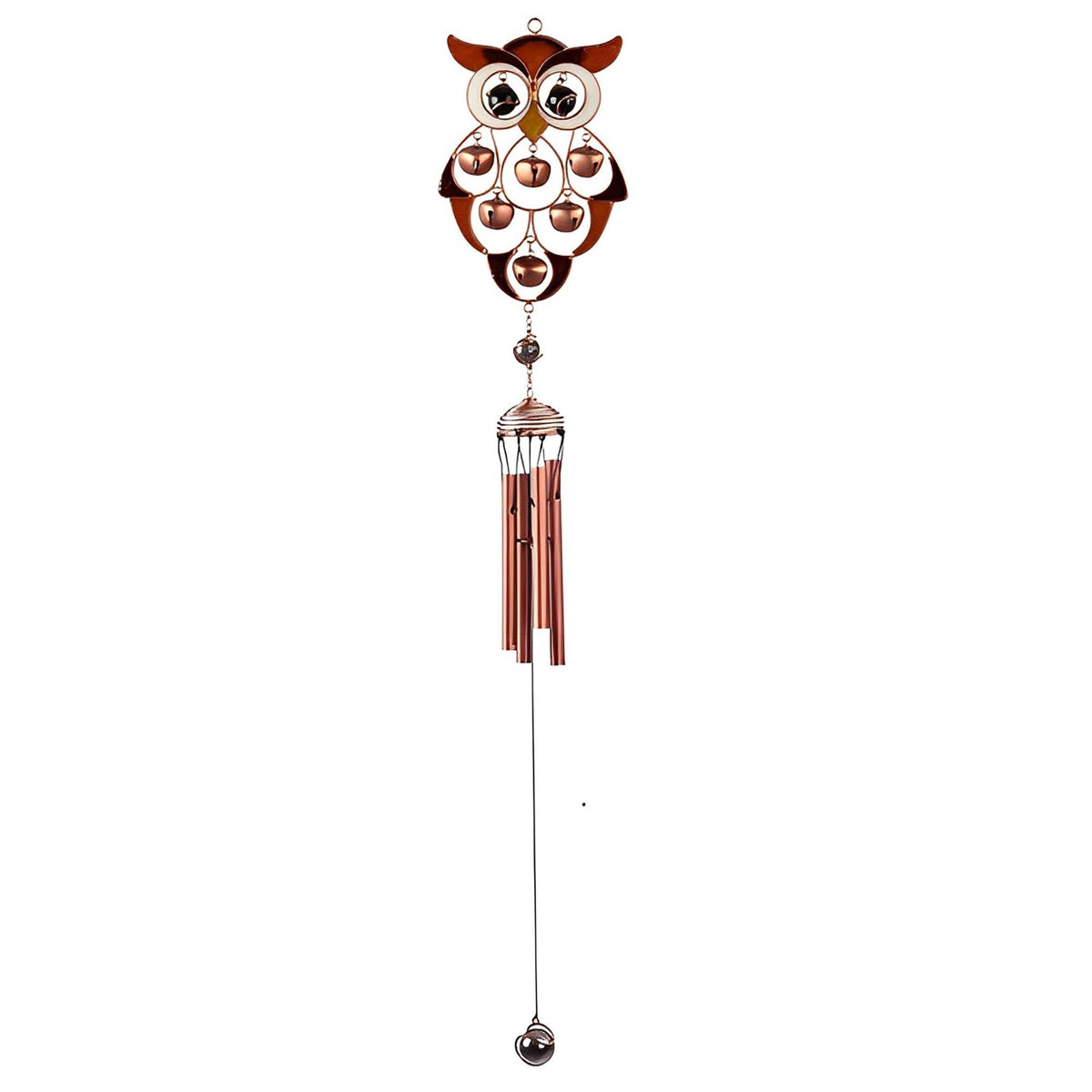 ICE ARMOR 30" Long Owl Copper and Gem Wind Chime Garden Patio Decoration