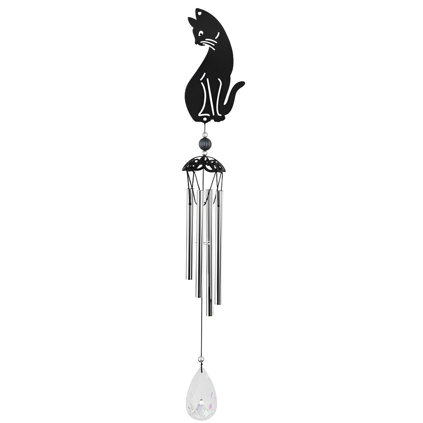 ICE ARMOR 25" Long Black Cat Silhouette Wind Chime