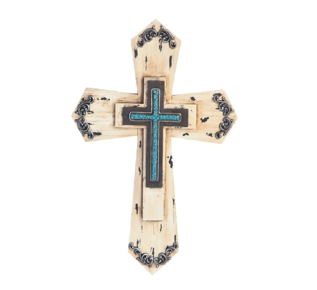 ICE ARMOR 15.75"H Beige Wooden Cross Wall Decor