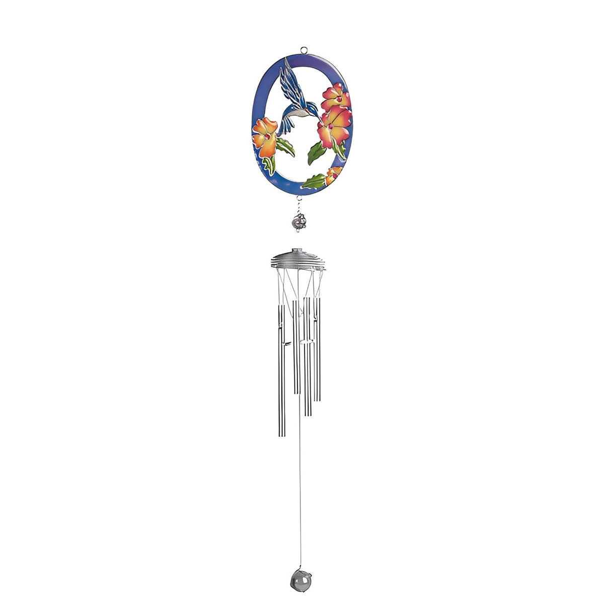 ICE ARMOR 31" Long Hummingbird with Flower Suncatcher Wind Chime Garden Patio Decoration