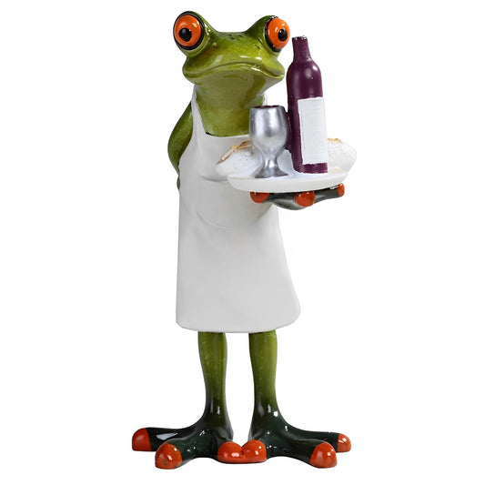 ICE ARMOR 6" H Frog Chef Wine Serving Statue Funny Animal Decoration Figurine