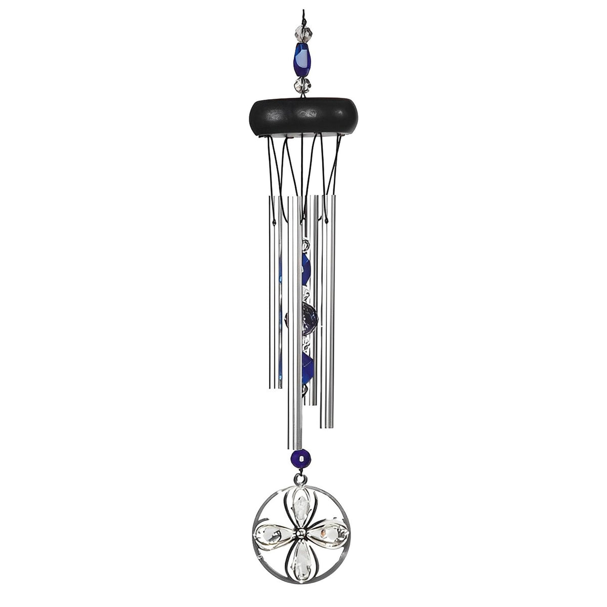 ICE ARMOR 15" Long Blue Wooden Top Gem Wind Chime
