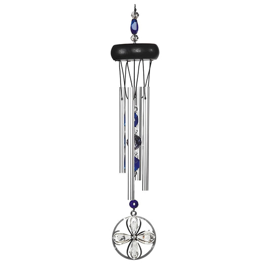 ICE ARMOR 15" Long Blue Wooden Top Gem Wind Chime
