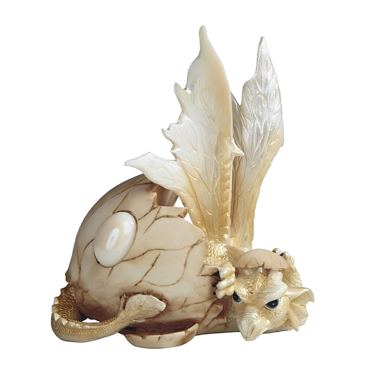 ICE ARMOR 5" H Fantasy October Birthstone Beige Dragon Baby Hatchling in Egg Figurine