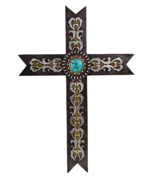 ICE ARMOR 16"H Decorative Cross with Flower String Wall Plaque Religious Statue Wall Decoration Holy Figurine