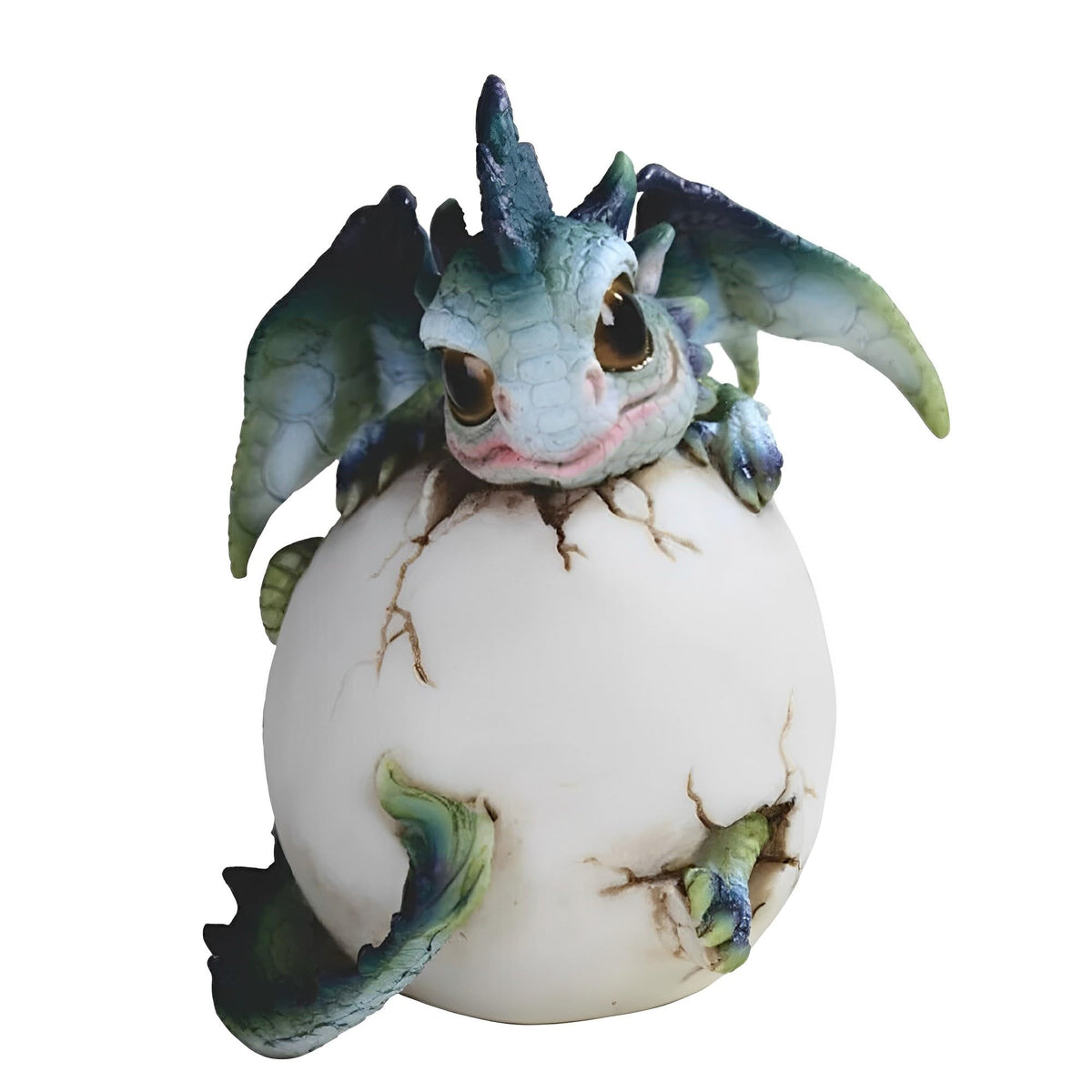 ICE ARMOR 4.5" H Green and Blue Dragon Baby in Egg Statue Fantasy Decoration Figurine