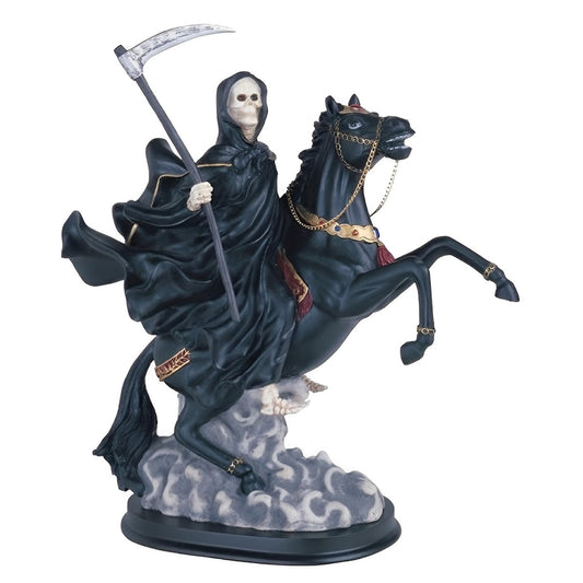 ICE ARMOR 12" H Santa Muerte Riding Black Horse Statue Our Lady of The Holy Death Figurine Religious Decoration