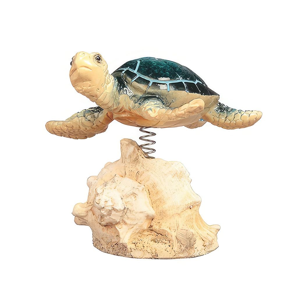 ICE ARMOR 3.5" H Blue Spring-Bubble Sea Turtle on Coral Figurine Statue Home Room Decor