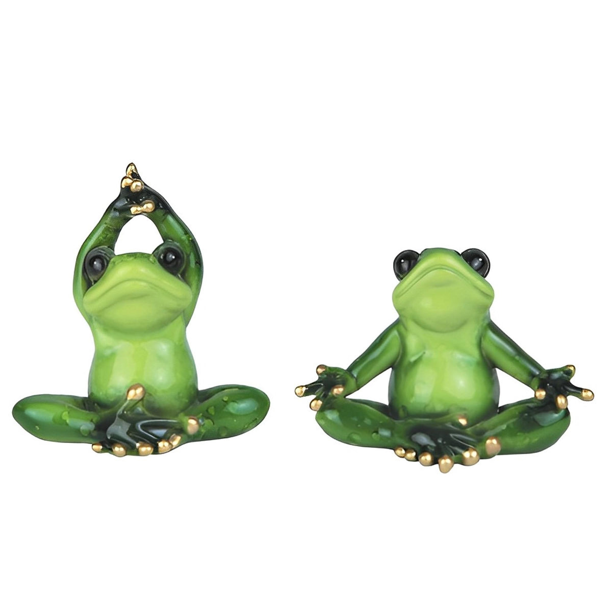 ICE ARMOR 2-PC Yoga Frog Doing Lotus Pose 4" H Statue Funny Animal Decoration Figurine