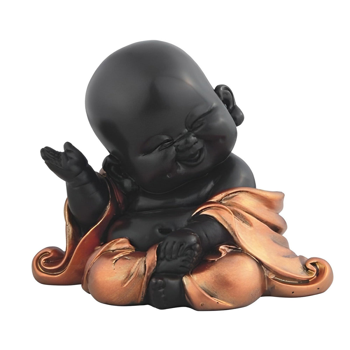 ICE ARMOR 4" W Little Buddhist Monk in Golden and Black Statue Feng Shui Decoration Religious Figurine
