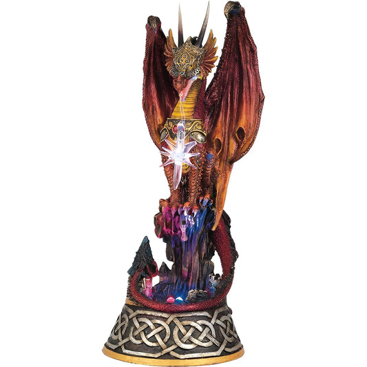 ICE ARMOR 9" H LED Red Dragon Sitting on Tree Statue Fantasy Decoration Figurine