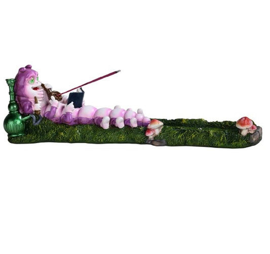 ICE ARMOR 10.5" W Purple Caterpillar Incense Burner Incense Sticks Holder Decoration Figurine
