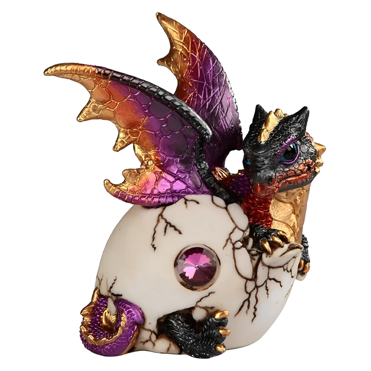 ICE ARMOR 5.5" H Red/Orange Baby Dragon Hatchling in Egg Fantasy Decoration Figurine