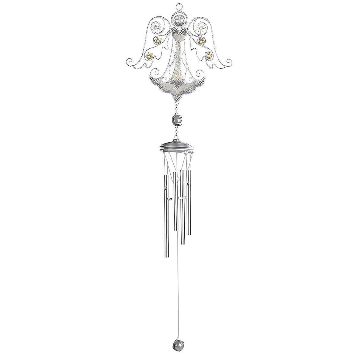 ICE ARMOR 32" Long Silver Angel Gem Wind Chime Garden Patio Decoration