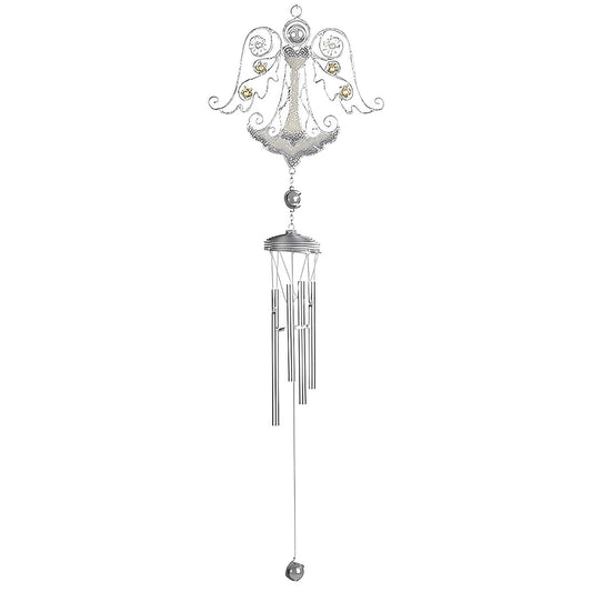 ICE ARMOR 32" Long Silver Angel Gem Wind Chime Garden Patio Decoration