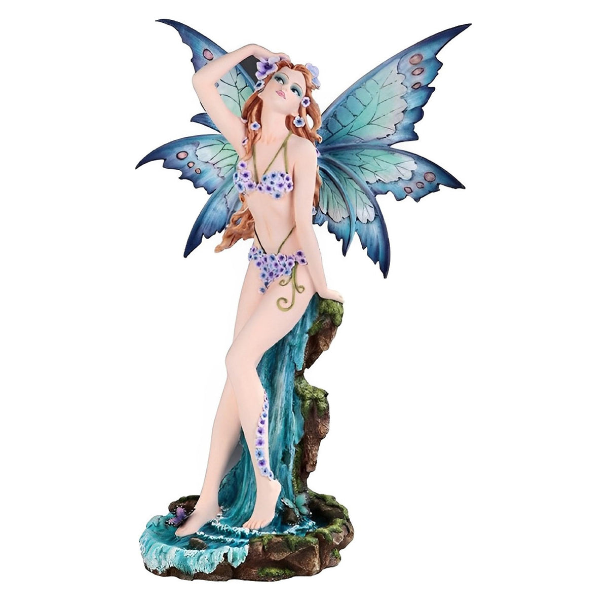 ICE ARMOR 22.5" H Blue Fairy in Pond Statue Fantasy Decoration Figurine