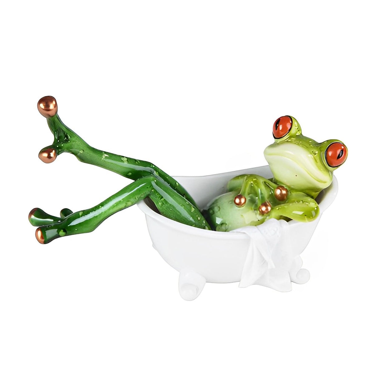 ICE ARMOR 6" W Frog in Bath Tub Statue Funny Animal Decoration Figurine