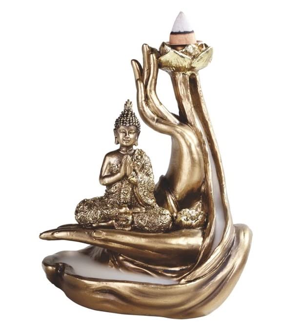 ICE ARMOR 5.5" H Bronze Buddha Backflow Incense Burner